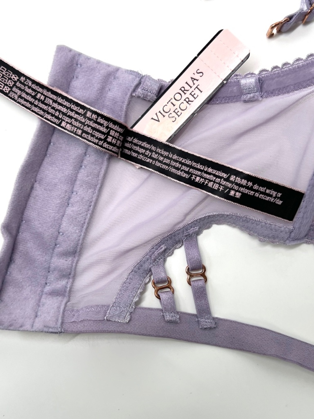 Victoria's Secret Very Sexy Long Line Lilac Lace Bustier Bra 32D NEW - Picture 15 of 16